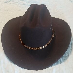 WESTERN EXPRESS,INC BLACK FELT COWBOY HAT no Sz Tag But Believe  Sz 6 1/2 Or 52